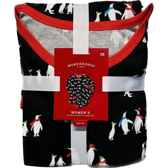 Wondershop Family Sleep Set 2 Pc Pajamas Women’s 2XL Penguin Pattern Winter NWT - Picture 2 of 4